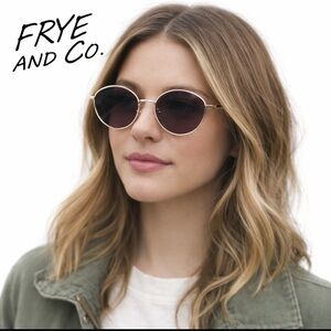 NWOT. Frye & Co. Gold And Tan Sunglasses.
Retro glam.